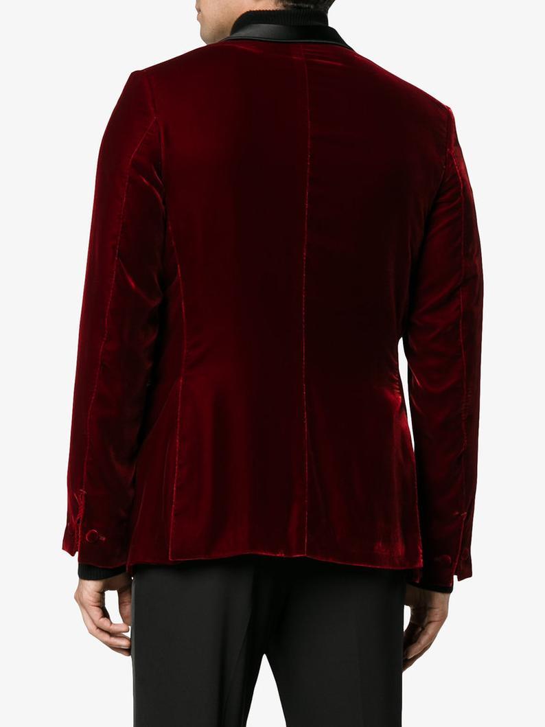 Mens Burgundy Velvet Jacket Elegant Evening Party Wear Blazers Slim Fit Jacket - smokingjackets