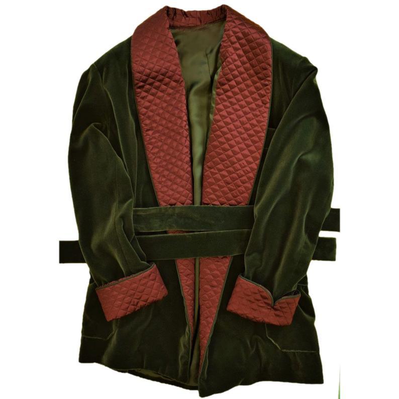 Mens Jacket Green Red Velvet Blazer Quilted Jackets Host Wear Dinner Jacket for men - smokingjackets