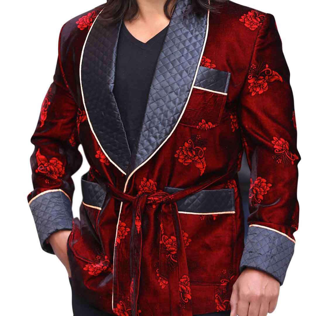 Mens Jackets Quilted Jackets Floral Velvet Blazers Host Wear Christmas – smokingjackets