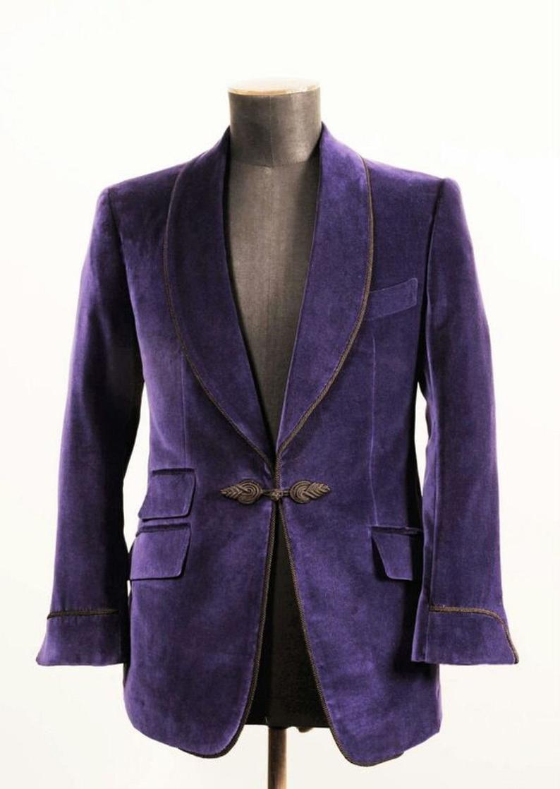 Designer Blue Velvet Blazer Mens Elegant Party Wear Wedding Dinner Blazer  Coats
