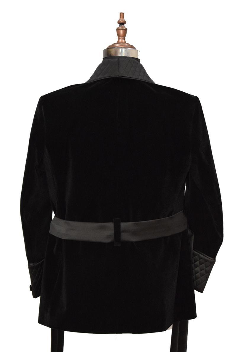 Men's Quilted Black Velvet Jacket Hosting Dinner Party Wear Jacket Blazers - smokingjackets