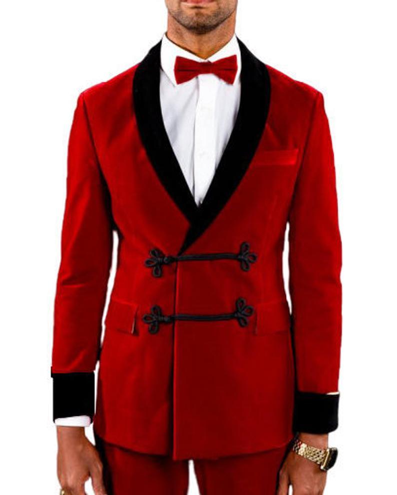 Mens Burgundy Velvet Jacket Groom Wedding Dinner Party Wear Tuxedo Blazer  Coat