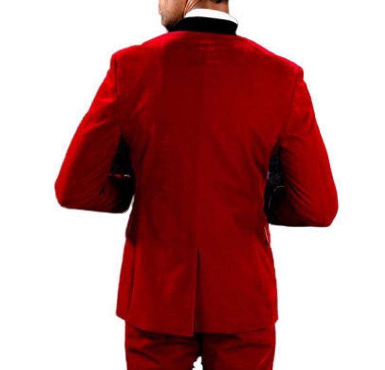 Mens Robes Jacket Red Velvet Blazers Wedding Dinner Party Wear Blazer Jacket - smokingjackets