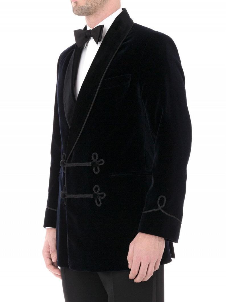 Men's Elegant Black Velvet Jacket Hosting Evening Party Wear Coats Blazers - smokingjackets