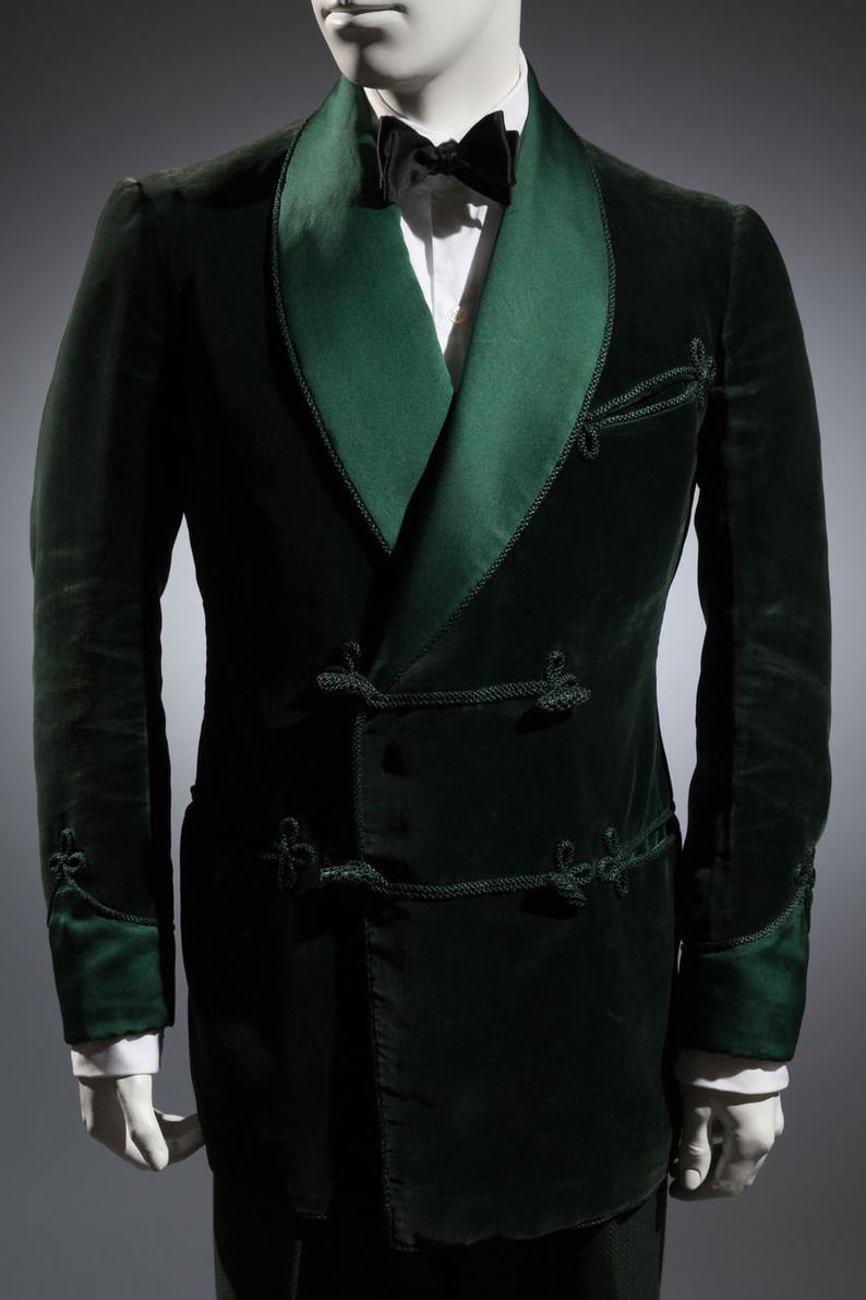Men's Elegant Jacket Green Velvet Blazers Jacket Host Evening Party Wear Coat - smokingjackets