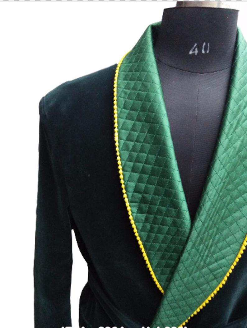 Men's Elegant Quilted Green Velvet Jacket Hosting Evening Party Wear Coat - smokingjackets