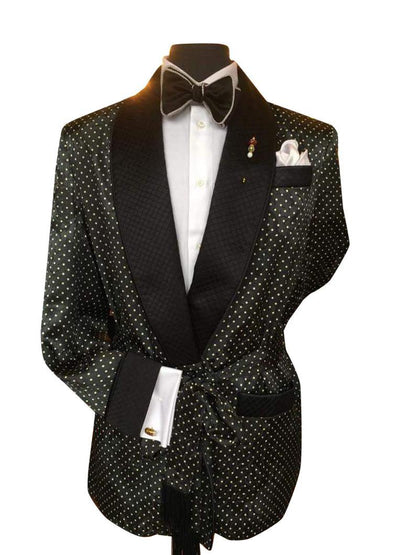 Mens Jackets Quilted Black Dotted Host Wear Dinner Party Wear Jacket Blazers - smokingjackets