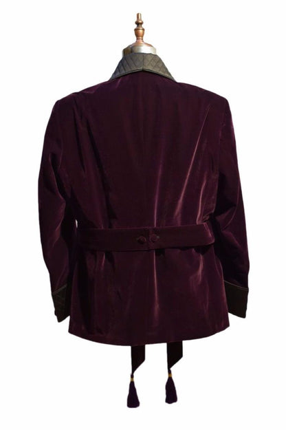 Mens Quilted Jacket Purple Velvet Jacket Dinner Party Wear Blazers Coats - smokingjackets