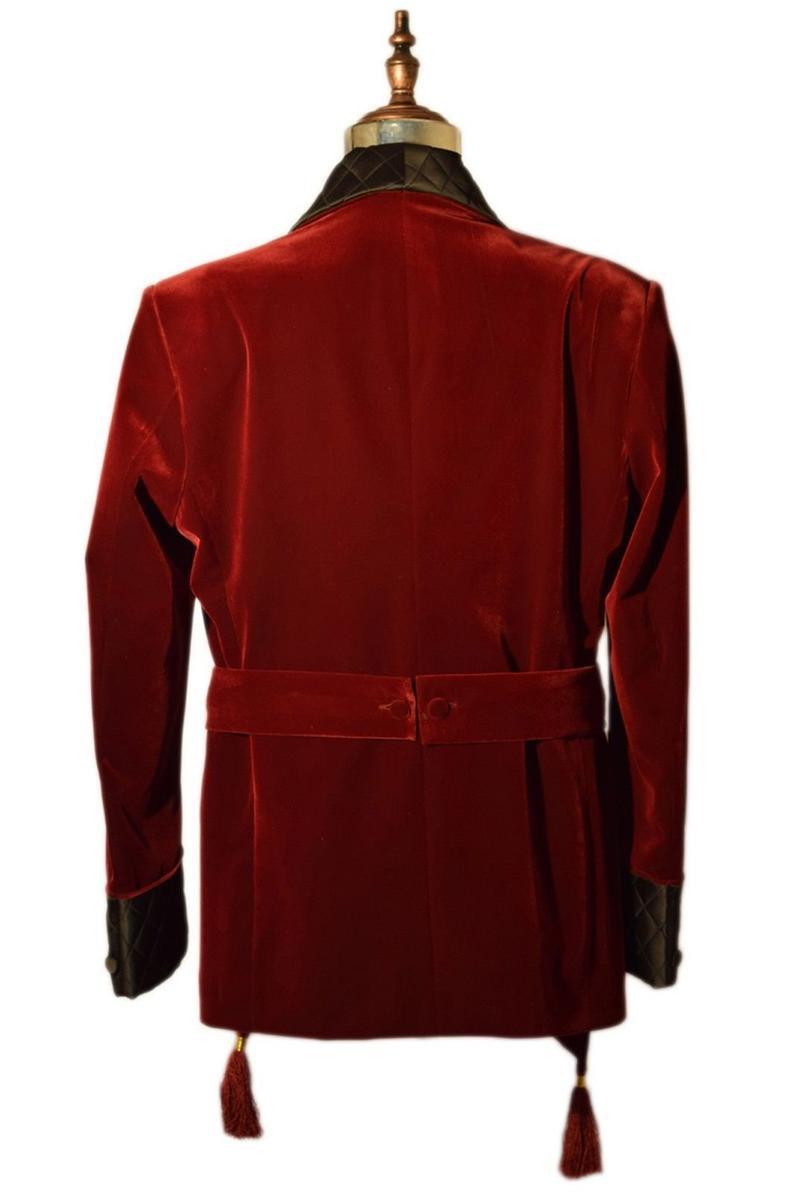 Mens Quilted Jackets Maroon Velvet Jacket Hosting Evening Party Wear Coat Blazers - smokingjackets